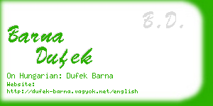 barna dufek business card